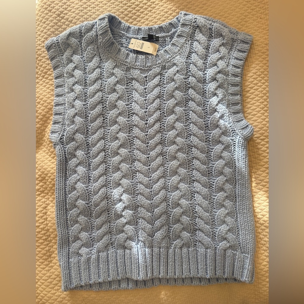 Talbots Cable Knit Sleeveless Sweater - Light Blue